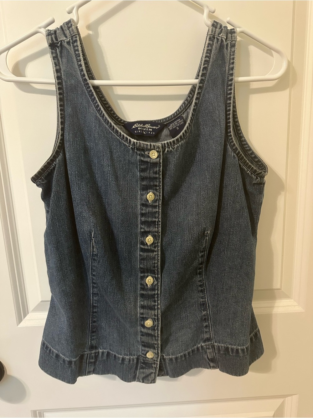 Eddie Bauer Dark Blue Denim Button-Front Tank
